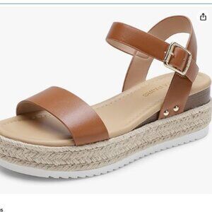 NWT Espadrille Platform Sandals size 9.5 platform wedge open toe one band